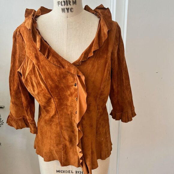 Vintage CLAUDETTE Suede Shirt Size XL - Picture 1 of 10